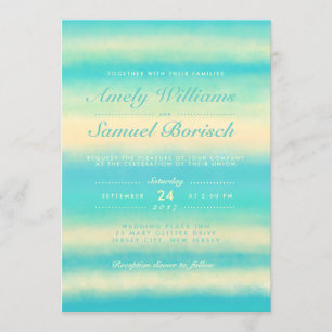 サマービーチ水彩結婚式招待状 招待状