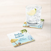 サマービーチ海サーフボードベビーシャワー スクエアペーパーコースター (インサイチュ)