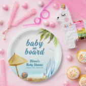 サマービーチ海サーフボードベビーシャワー ペーパープレート (パーティー)
