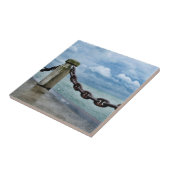 サマービーチ航海のフロントブルーグリーンフォトアート タイル (側面)