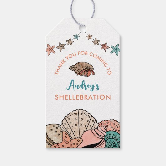 サマービーチ誕生日サンキューメッセージカード ギフトタグ (正面)