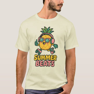 サマービーツ - ヘッドホンを付けたキュートなパイナップル Tシャツ