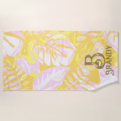 サマービーブイエローパームリーフ ビーチタオル (正面)