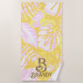 サマービーブイエローパームリーフ ビーチタオル (正面)