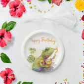 サマービーブウォーターカラーカメレオン – ハッピーバースデー ペーパープレート