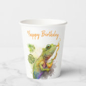サマービーブウォーターカラーカメレオン – ハッピーバースデー 紙コップ (裏面)