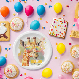 サマービーブウォーターカラーキリン – 誕生日パーティー –  ペーパープレート