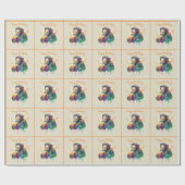 サマービーブウォーターカラーモンキー – ハッピーバースデー ラッピングペーパー (フラット)