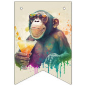 サマービーブウォーターカラーモンキー – 誕生日 バンティングフラッグ (第1の旗)