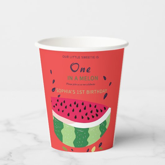 サマービーブスイカパーティー招待状 紙コップ (正面)