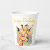 サマービーブスウォーターカラーキリン – ハッピーバースデー 紙コップ (正面)
