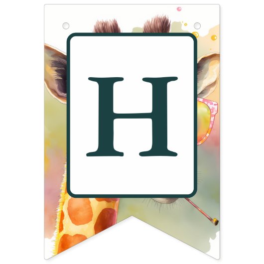 サマービーブスウォーターカラーキリン – 誕生日 バンティングフラッグ (第2の旗)