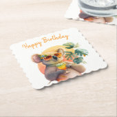 サマービーブスウォーターカラーコアラ – ハッピーバースデー ペーパーコースター (アングル)