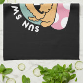 サマービーブスドッグ – サングラスと浮き子犬 キッチンタオル (折り畳み)