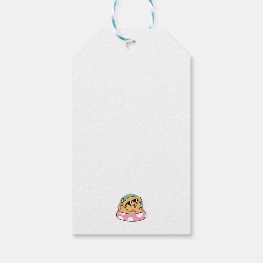 サマービーブスドッグ – サングラスと浮き子犬 ギフトタグ (裏面)