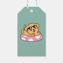 サマービーブスドッグ – サングラスと浮き子犬 ギフトタグ