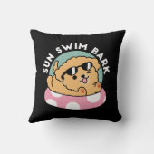 サマービーブスドッグ – サングラスと浮き子犬 クッション (裏面)