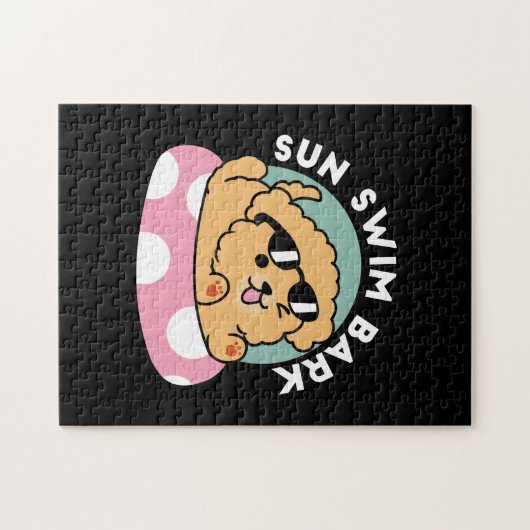 サマービーブスドッグ – サングラスと浮き子犬 ジグソーパズル (横)