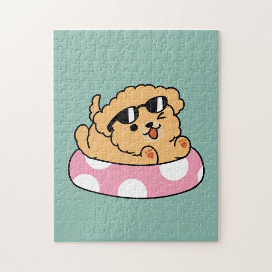 サマービーブスドッグ – サングラスと浮き子犬 ジグソーパズル (縦)