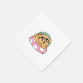 サマービーブスドッグ – サングラスと浮き子犬 スタンダードカクテルナプキン (角)