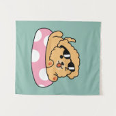 サマービーブスドッグ – サングラスと浮き子犬 タペストリー (正面(横))