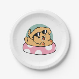 サマービーブスドッグ – サングラスと浮き子犬 ペーパープレート