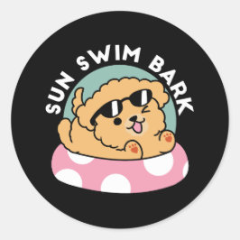 サマービーブスドッグ – サングラスと浮き子犬 ラウンドシール