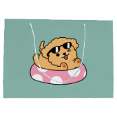 サマービーブスドッグ – サングラスと浮き子犬 ラージペーパーバッグ (裏面)