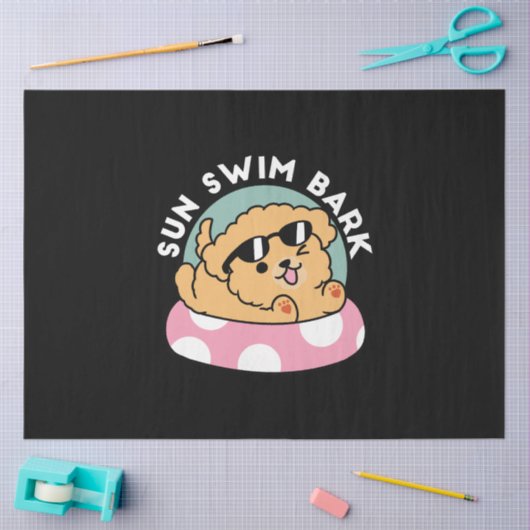サマービーブスドッグ – サングラスと浮き子犬 薄葉紙 (クラフト)