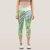 サマービーブスパームツリー葉淡い色のグリーンパステル カプリレギンス (正面)