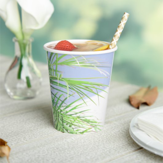 サマービーブスパームツリー葉淡い色のグリーンパステル 紙コップ (インサイチュ)