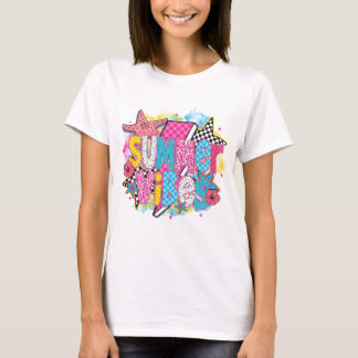 サマービーブスブルットコラージュ – レトロ水彩ビーチ Tシャツ