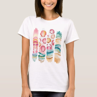 サマービーブスブルットコラージュ – レトロ水彩ビーチ Tシャツ