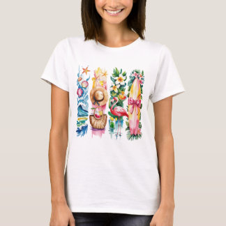 サマービーブスブルットコラージュ – レトロ水彩ビーチ Tシャツ