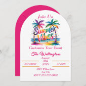 サマービーブトロピカルパームツリーカスタマイズ海 招待状 (正面/裏面)