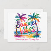 サマービーブトロピカルパームツリーズ&海サンセット 案内ポストカード (正面/裏面)