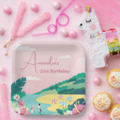 サマービーブトロピカルピンク21歳の誕生日 ペーパープレート (パーティー)