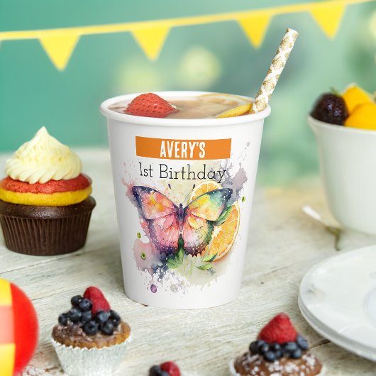 サマービーブバタフライ – 1歳の誕生日 –  紙コップ