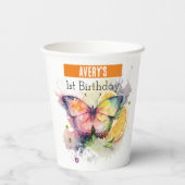 サマービーブバタフライ – 1歳の誕生日 –  紙コップ (裏面)