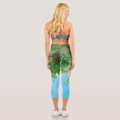 サマービーブパームツリー葉の緑 カプリレギンス (裏面)