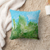 サマービーブパームツリー葉の緑 クッション (ブランケット)