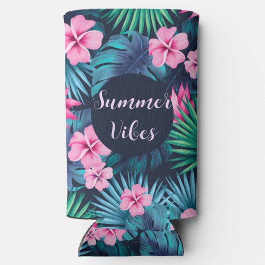 サマービーブピンクとパームリーフトロピカルフローラ スリム缶クーラー (裏面)