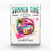 サマービーブピンクヒョウデザイン用ビーチ日 フォトブロック (正面)