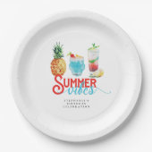 サマービーブブルーフルーツカクテルバースデーパーティー ペーパープレート (正面)
