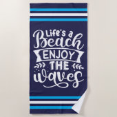 サマービーブボホレトロサマー楽しむザウェーブズ ビーチタオル (正面)