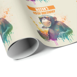 サマービーブモンキー – 誕生日 ラッピングペーパー