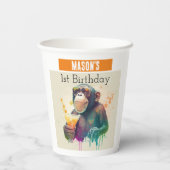 サマービーブモンキー – 1歳の誕生日 –  紙コップ (裏面)