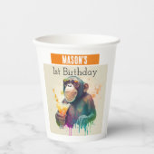 サマービーブモンキー – 1歳の誕生日 –  紙コップ (正面)