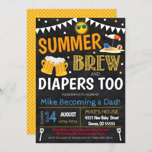 サマービールベビーシャワー招待状 招待状 (正面/裏面)