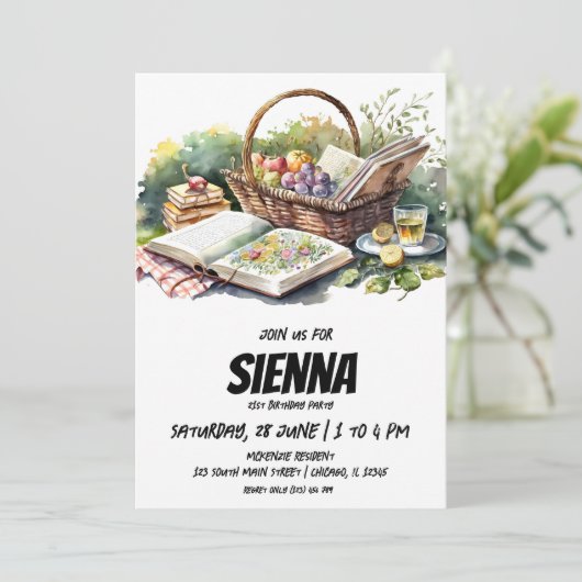 サマーピクニックの食べ物と本招待状 招待状 (スタンド正面)